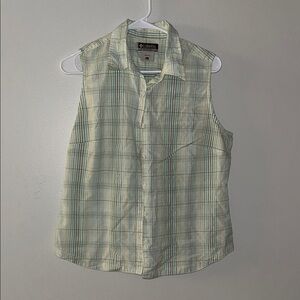 Columbia Sleeveless Plaid Shirt - Light Green